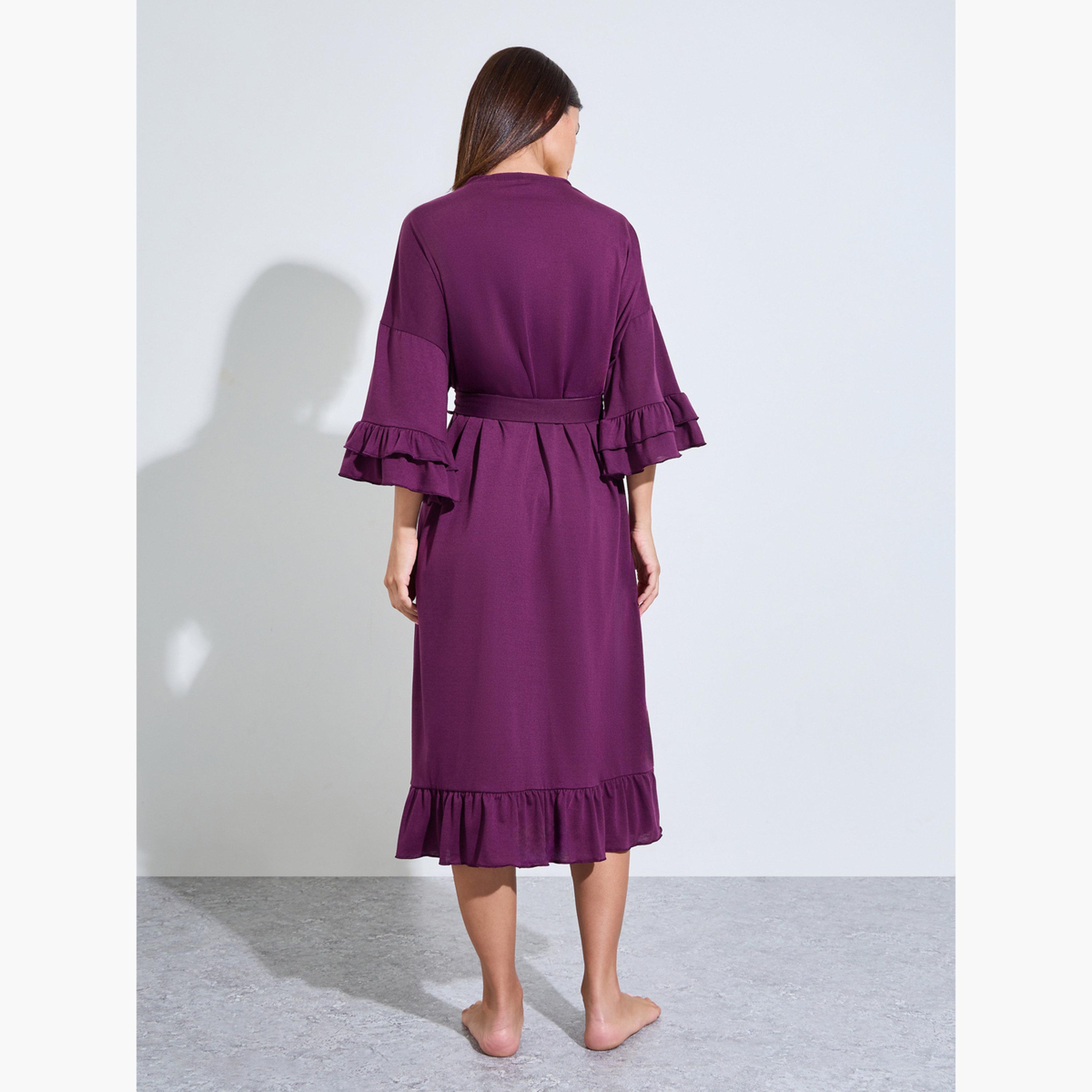 Styli Jersey Ruffle Sleeves and Hem Robe-women-clothing-nightwear-robes-image-3