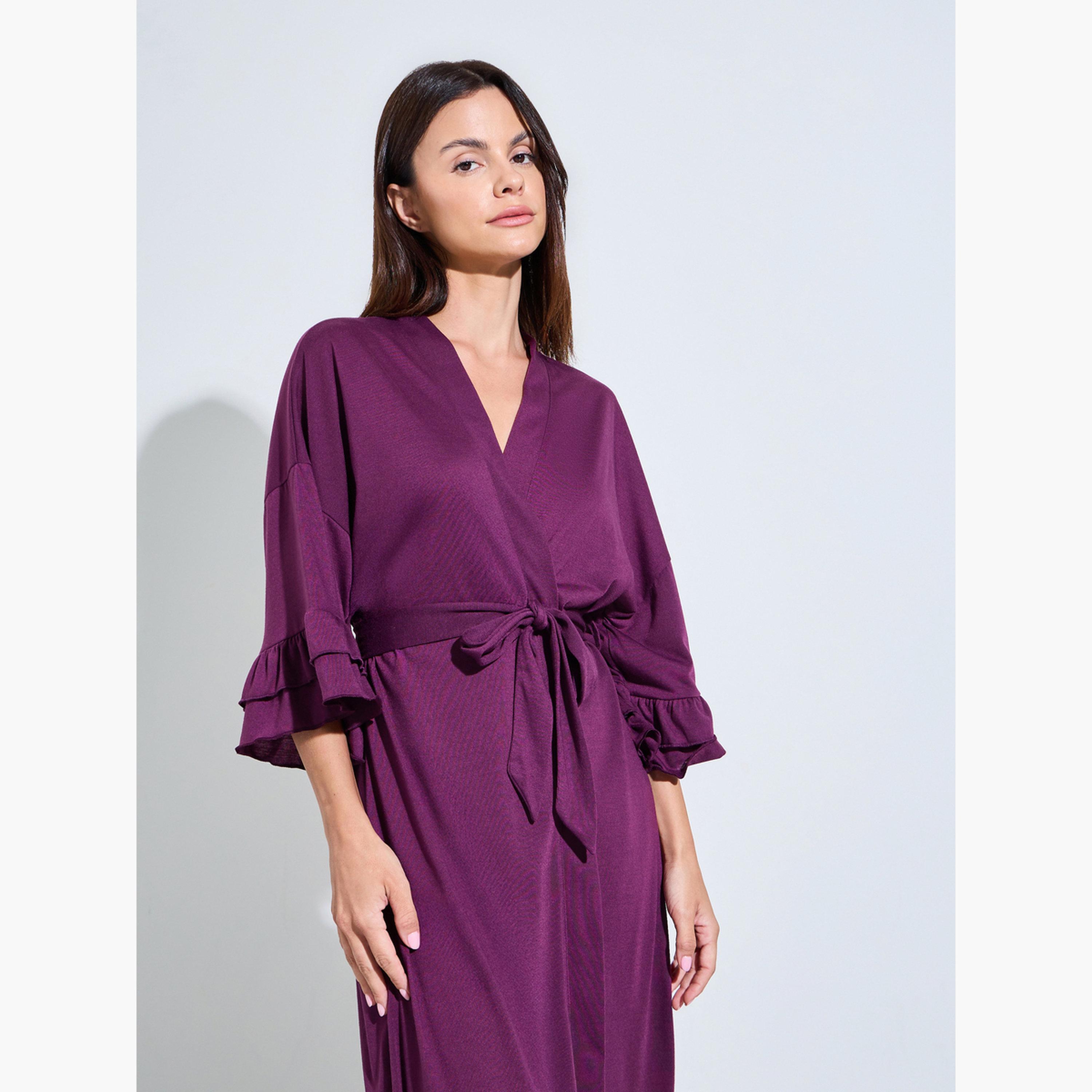 Styli Jersey Ruffle Sleeves and Hem Robe-women-clothing-nightwear-robes-image-4