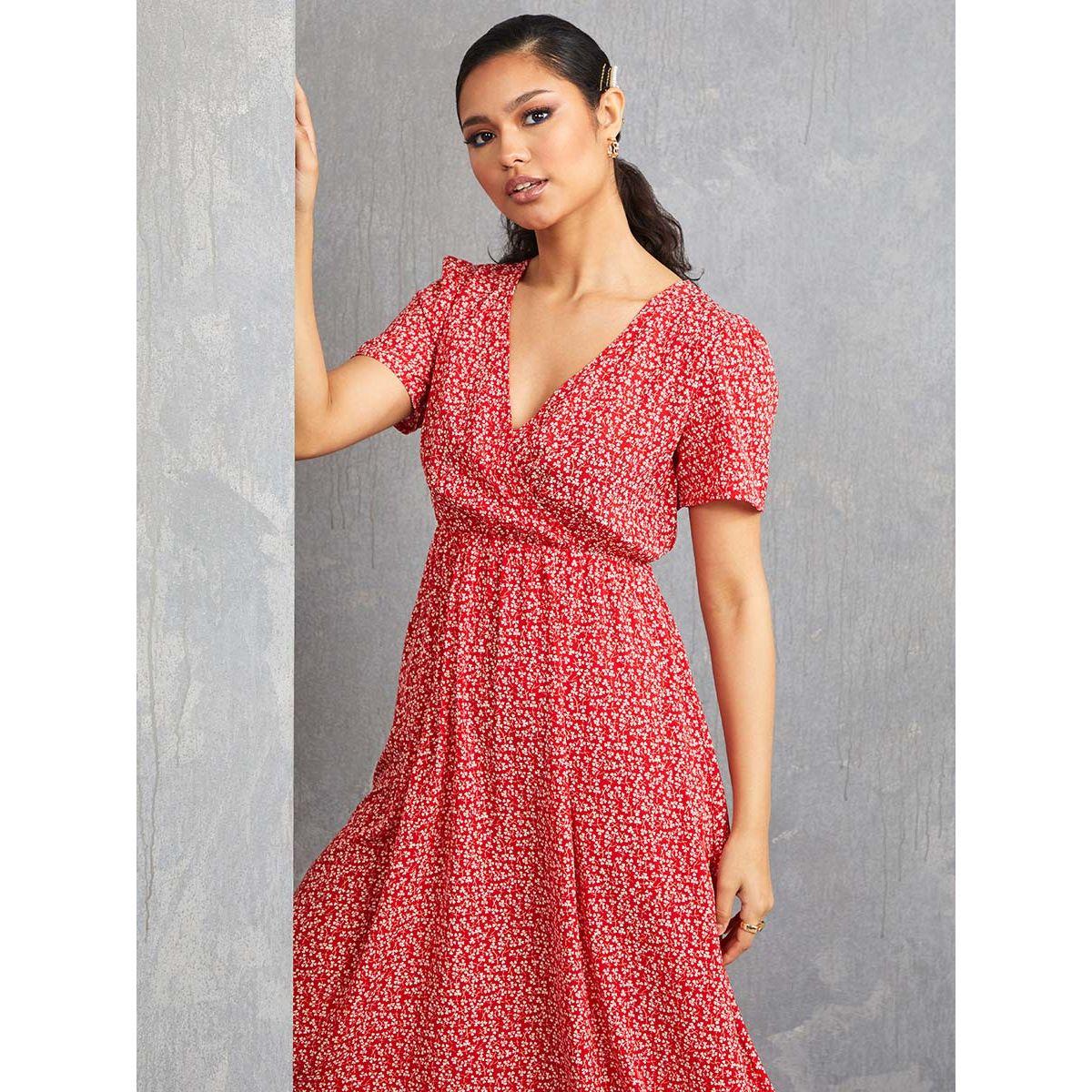 فستان ميدي باكمام قصيرة-women-clothing-dresses-image-2
