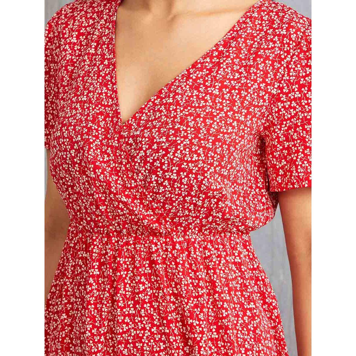 Styli Short Sleeves Ditsy Floral Print A-Line Midi Dress-women-clothing-dresses-image-3