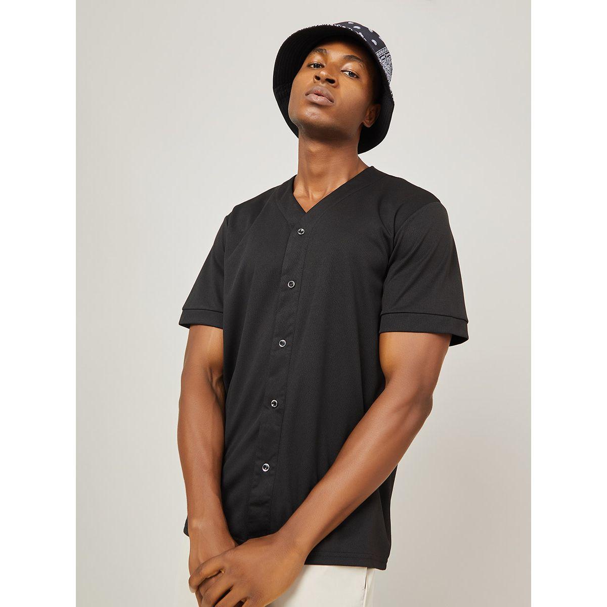 Styli Oversized Mesh Baseball T-shirt with Button Closure-men-clothing-tshirtsandpolos-tshirts-image-3
