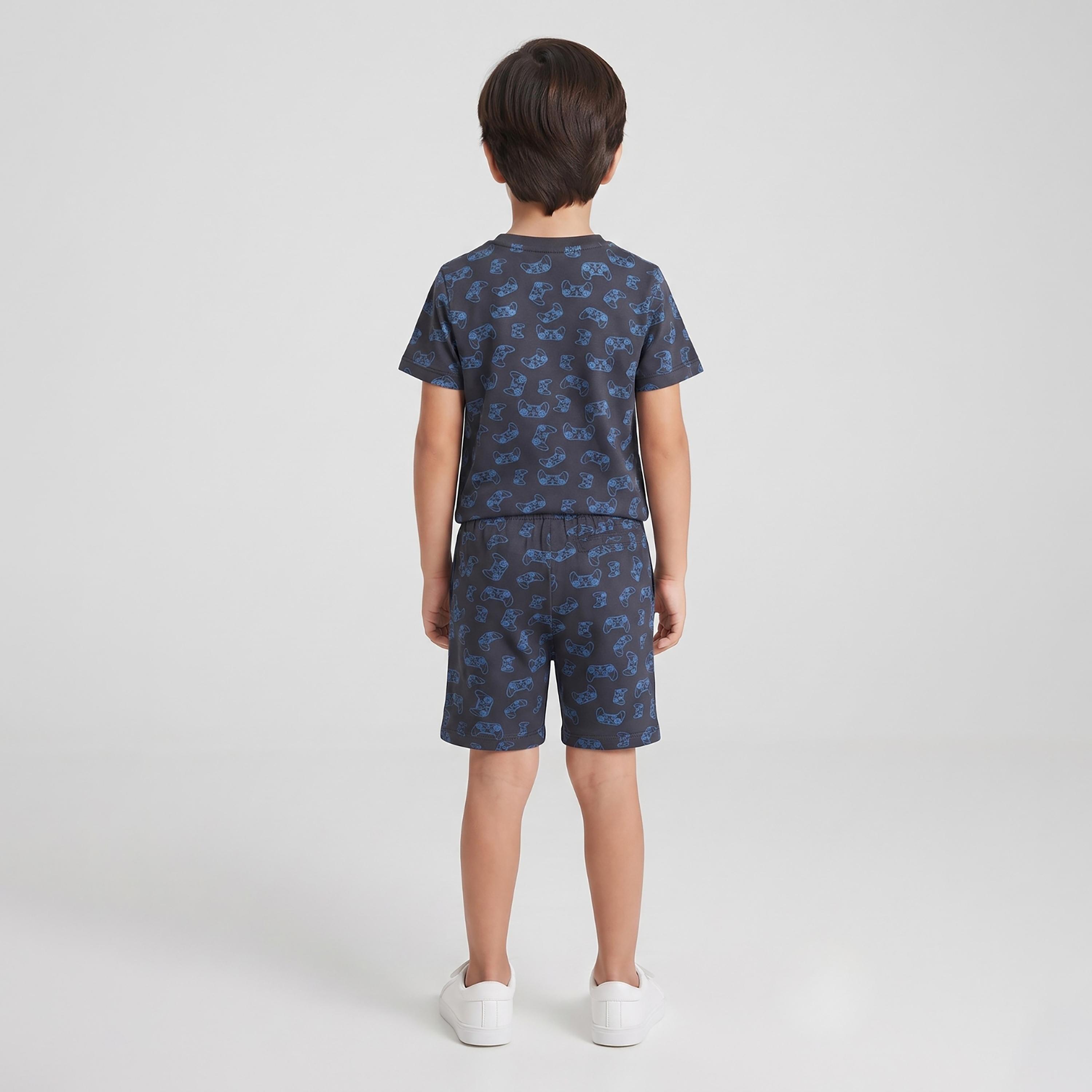 Babyqlo Gaming Controller Print Short Sleeves T-Shirt & Shorts Co-ord Set-boys-clothing-setsandcoords-image-2