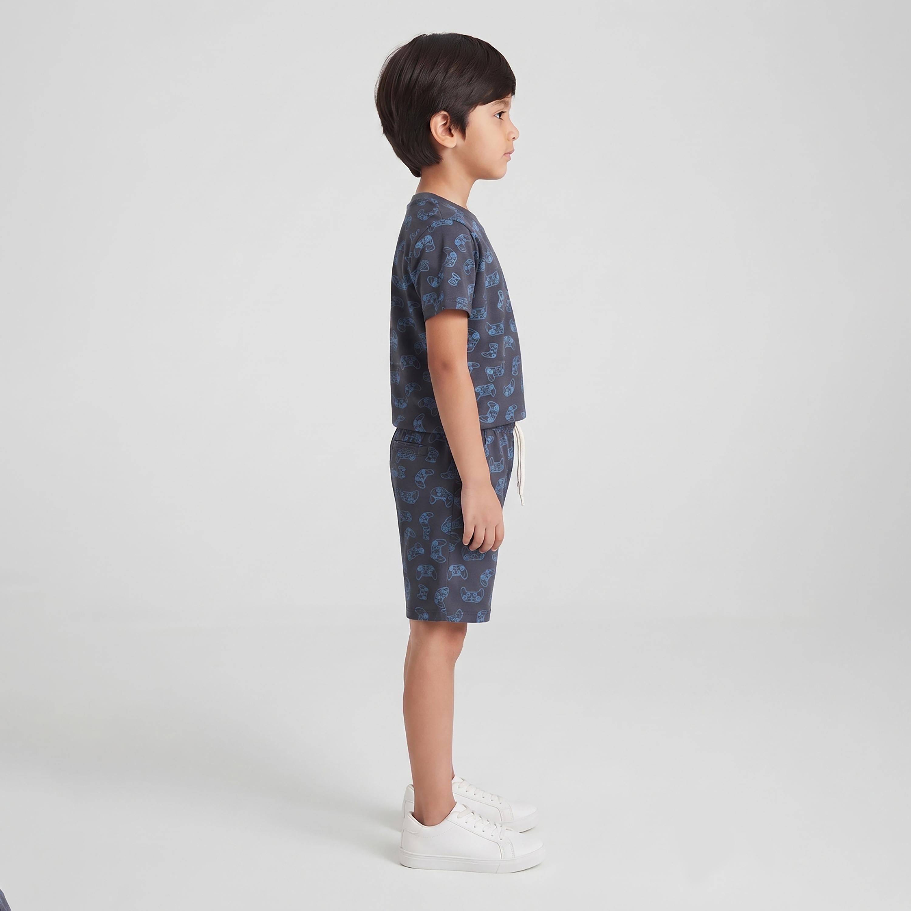 Babyqlo Gaming Controller Print Short Sleeves T-Shirt & Shorts Co-ord Set-boys-clothing-setsandcoords-image-3