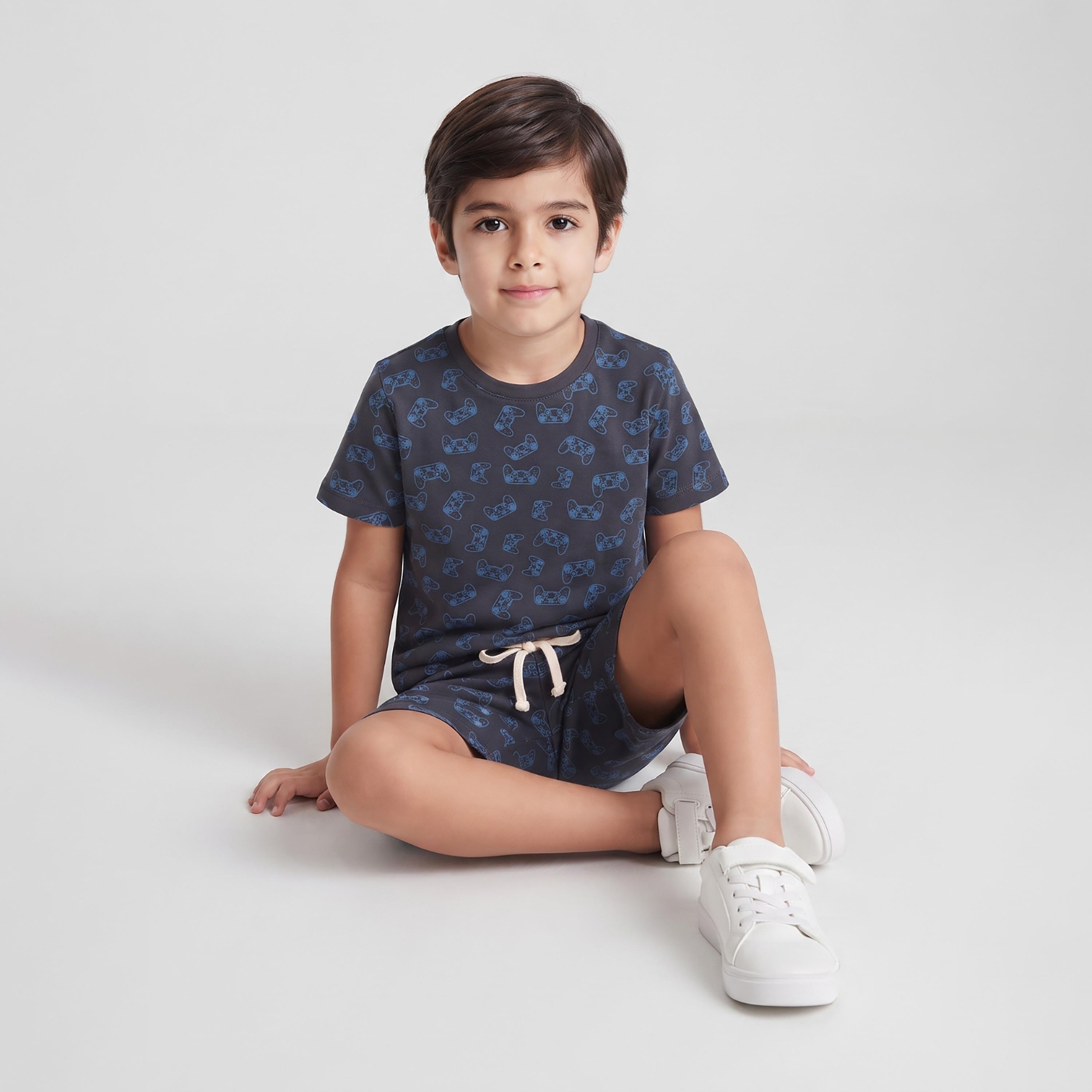 Babyqlo Gaming Controller Print Short Sleeves T-Shirt & Shorts Co-ord Set-boys-clothing-setsandcoords-image-4