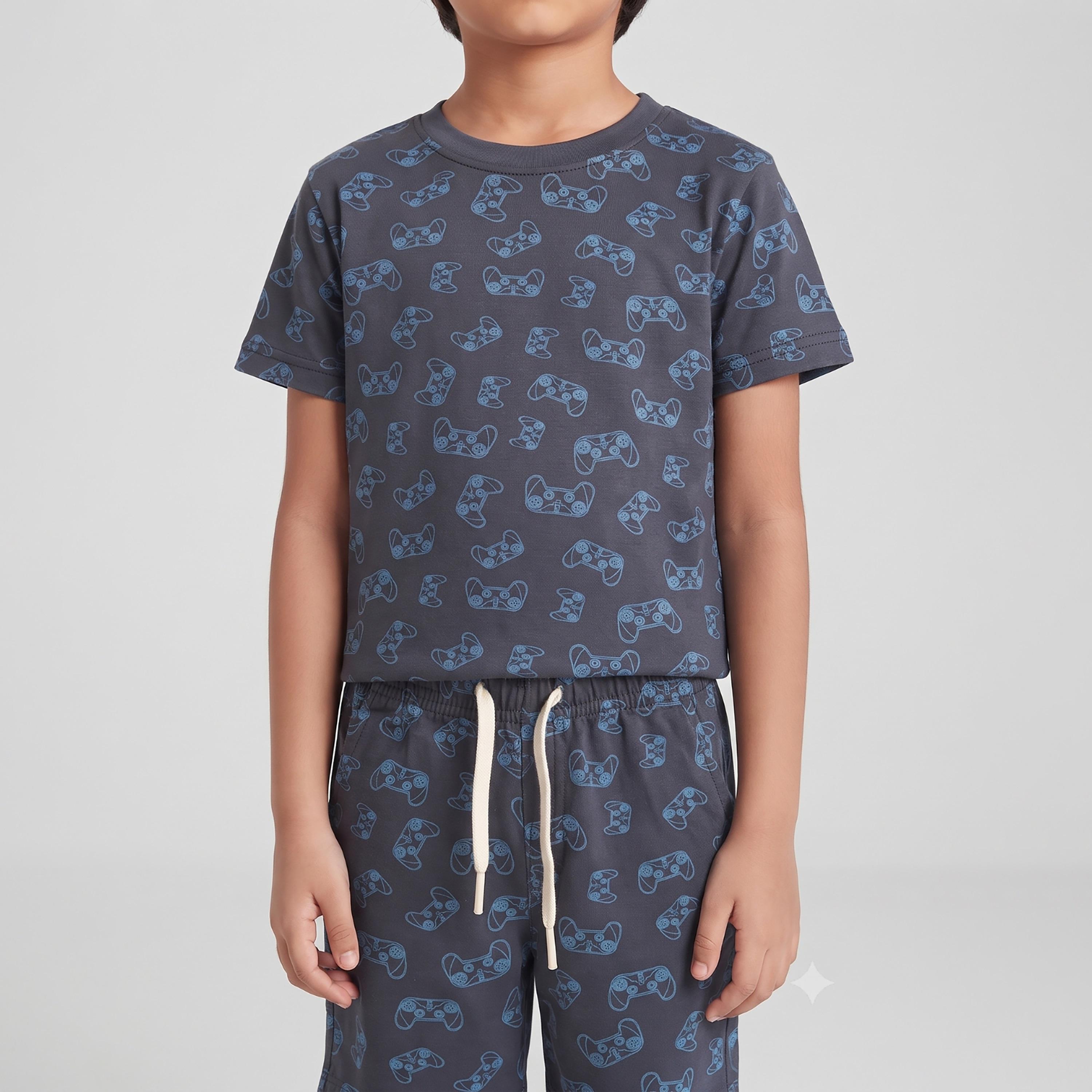 Babyqlo Gaming Controller Print Short Sleeves T-Shirt & Shorts Co-ord Set-boys-clothing-setsandcoords-image-5