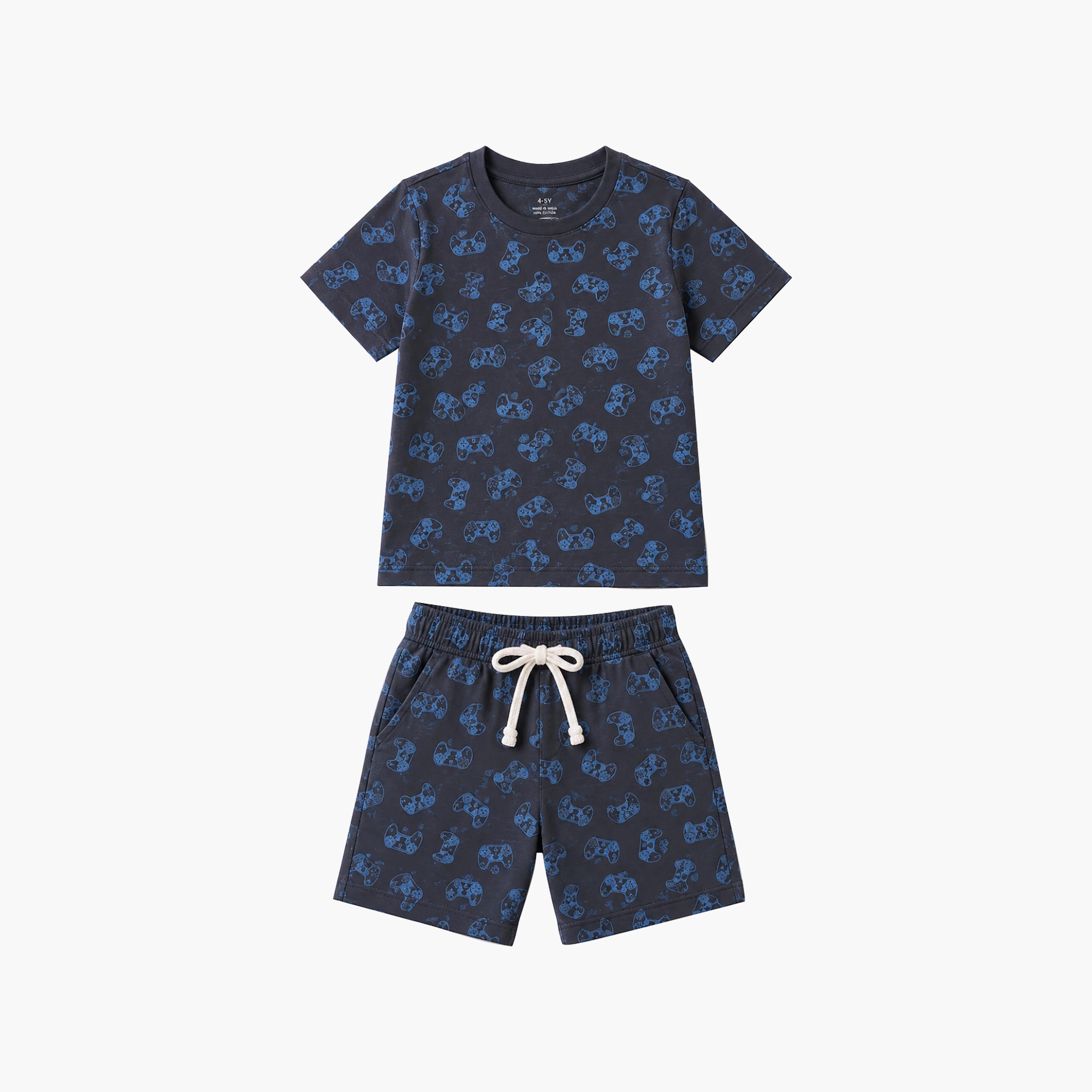 Babyqlo Gaming Controller Print Short Sleeves T-Shirt & Shorts Co-ord Set-boys-clothing-setsandcoords-image-6