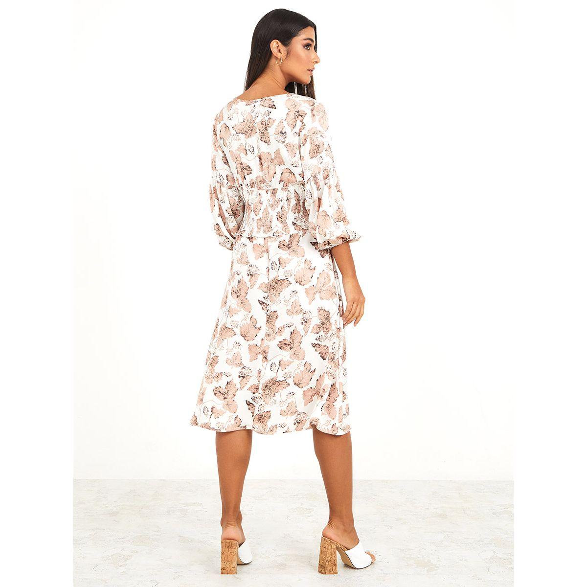 فستان ميدي مطبع باوراق شجر-women-clothing-dresses-image-4