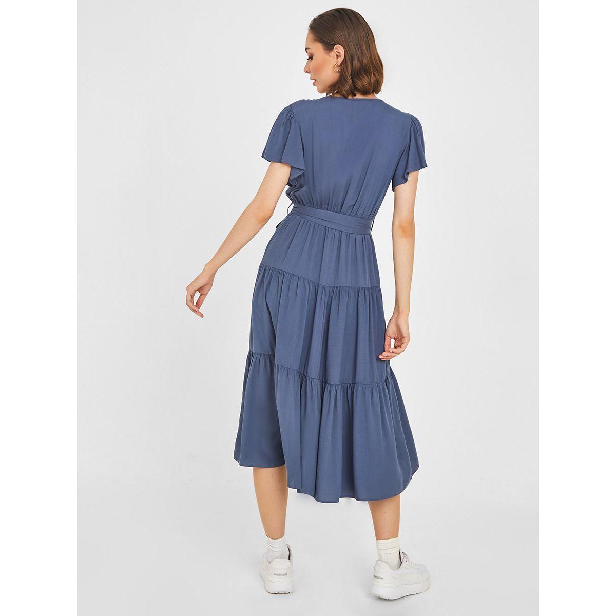 Styli Short Sleeves V Neck Tiered Wrap Midi Dress-women-clothing-dresses-image-4