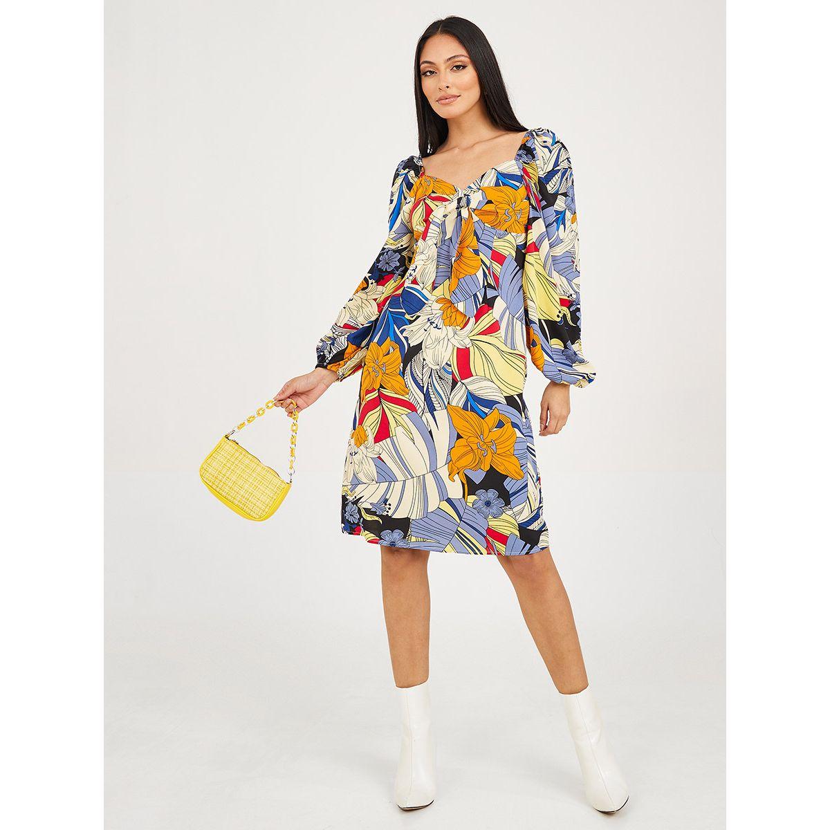 فستان بطول الركبة واكمام بالون-women-clothing-dresses-image-2