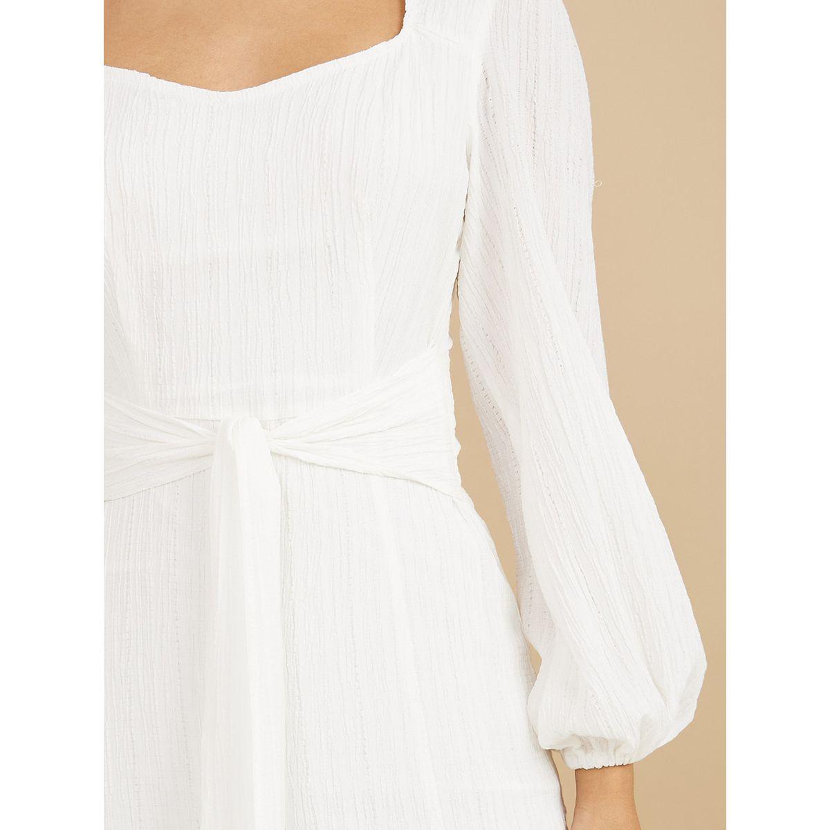 Styli Long Volume Sleeves Tie Front A-Line Midi Dress-women-clothing-dresses-image-3