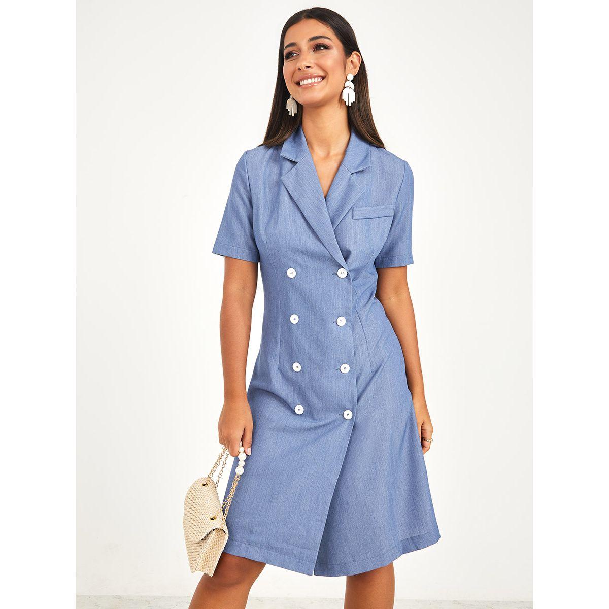 فستان باكمام قصيرة وازرار-women-clothing-dresses-image-1