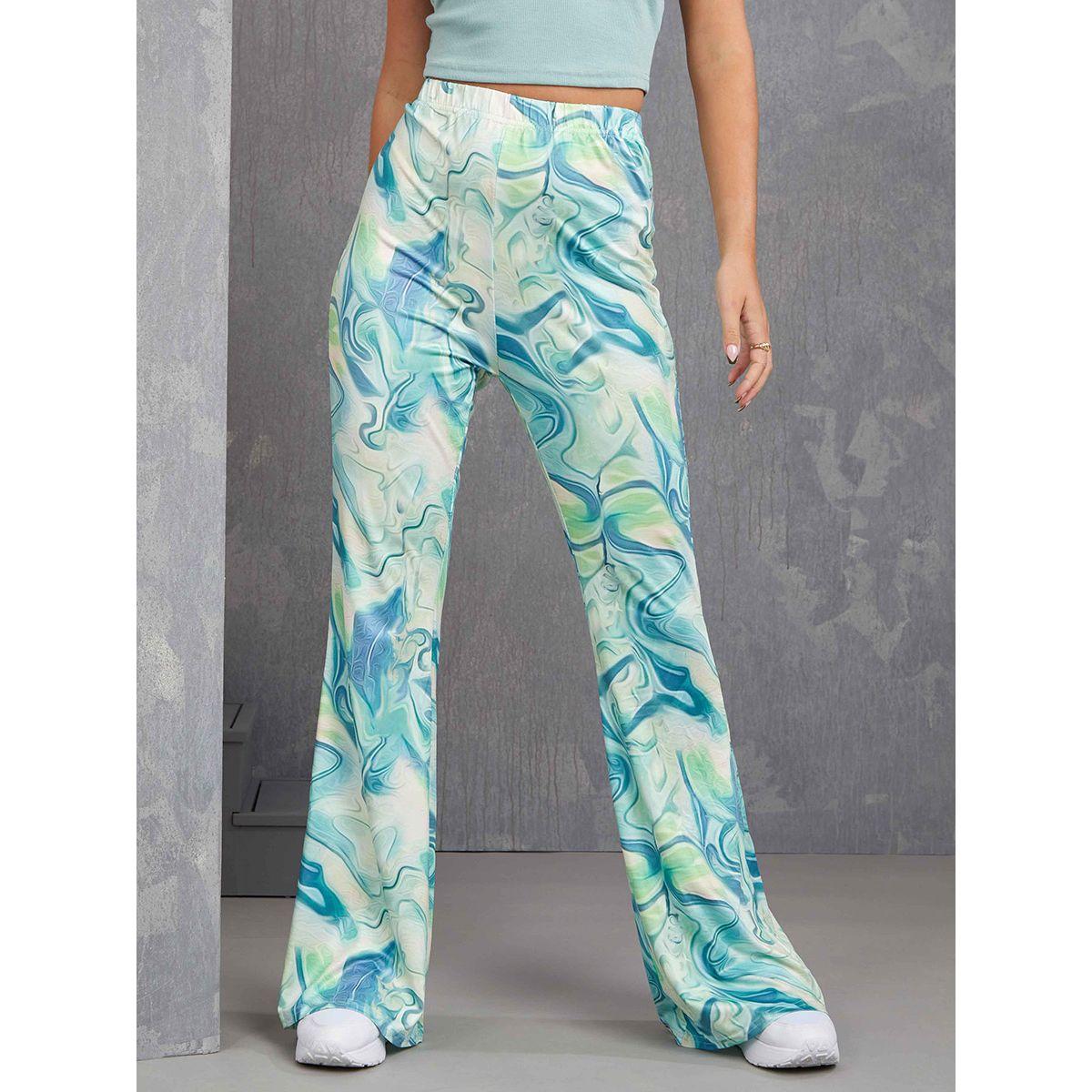 Styli Marbled Print Flare Leg Trouser-women-clothing-bottoms-joggers-image-2