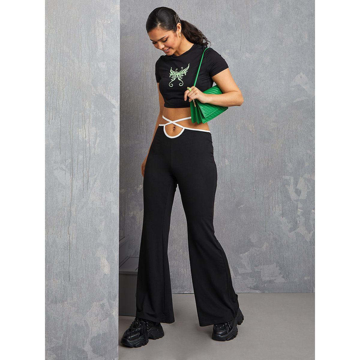 Styli Tie Waist Detail Flare Leg Pants-women-clothing-bottoms-trousers-image-1