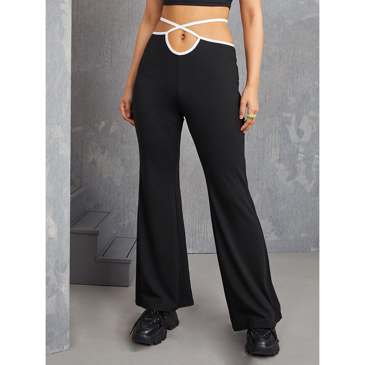 Styli Tie Waist Detail Flare Leg Pants-women-clothing-bottoms-trousers-image-2