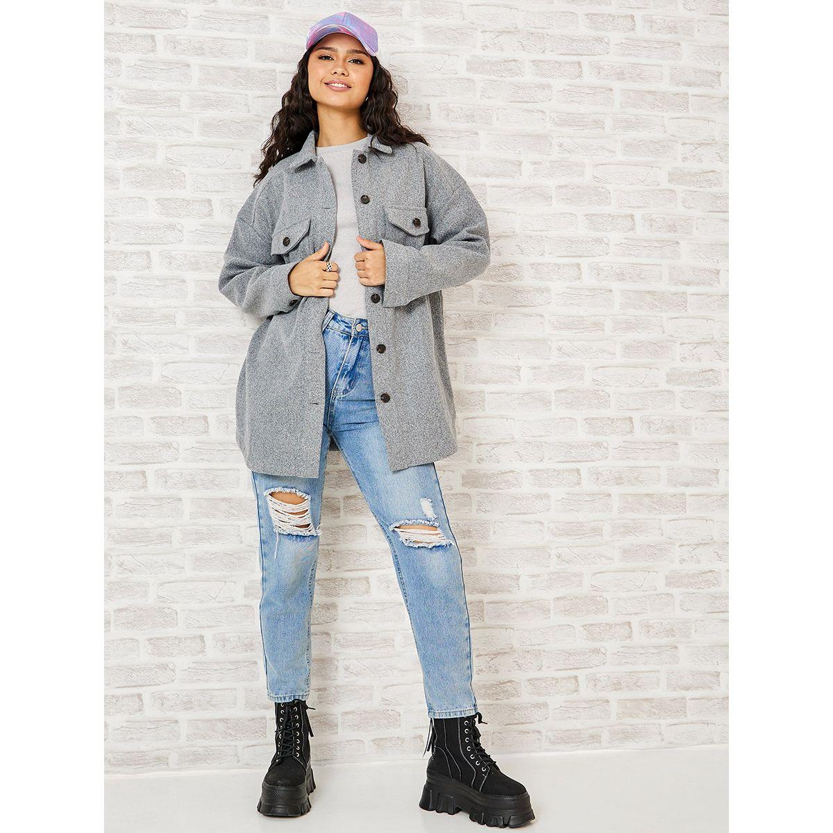Styli Oversized Fit Longline Wool-Like Shacket-women-winterwear-coatsandjackets-jackets-image-2