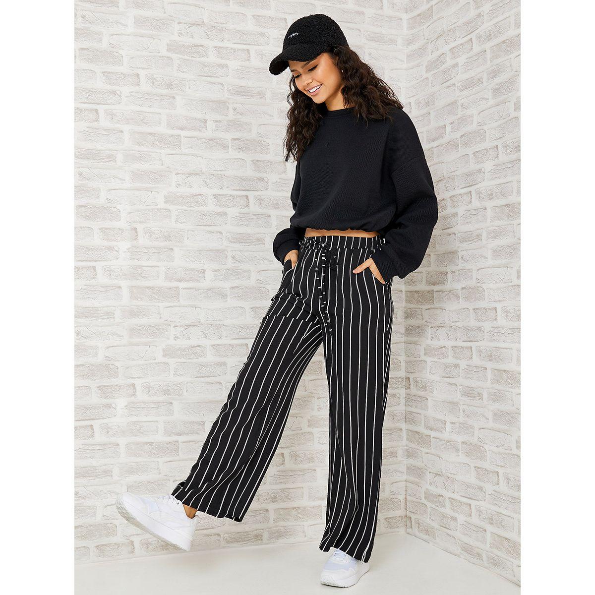 بنطال مخطط مع جيوب جانبية-women-clothing-bottoms-trousers-image-1