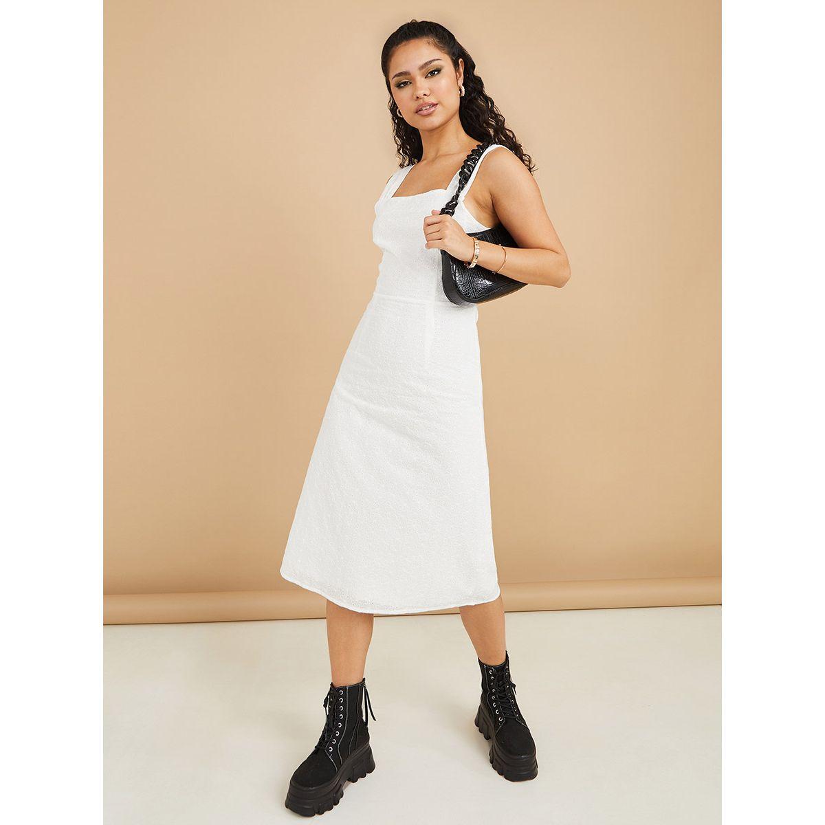 Styli Sleeveless Square Neck Schiffli Midi Dress-women-clothing-dresses-image-1