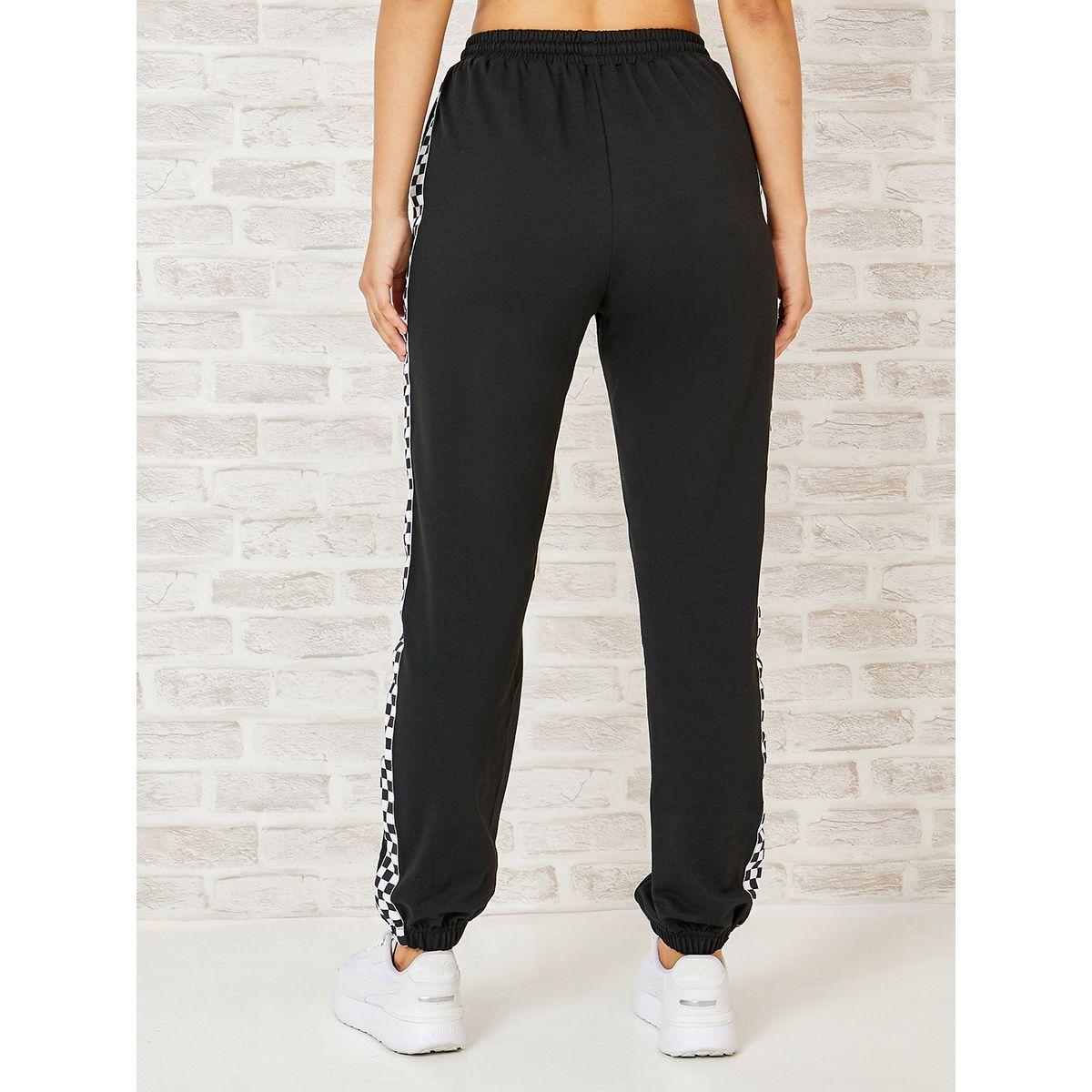 Styli Checked Side Panel Detail Relaxed Fit Cuffed Jogger-women-clothing-bottoms-joggers-image-5