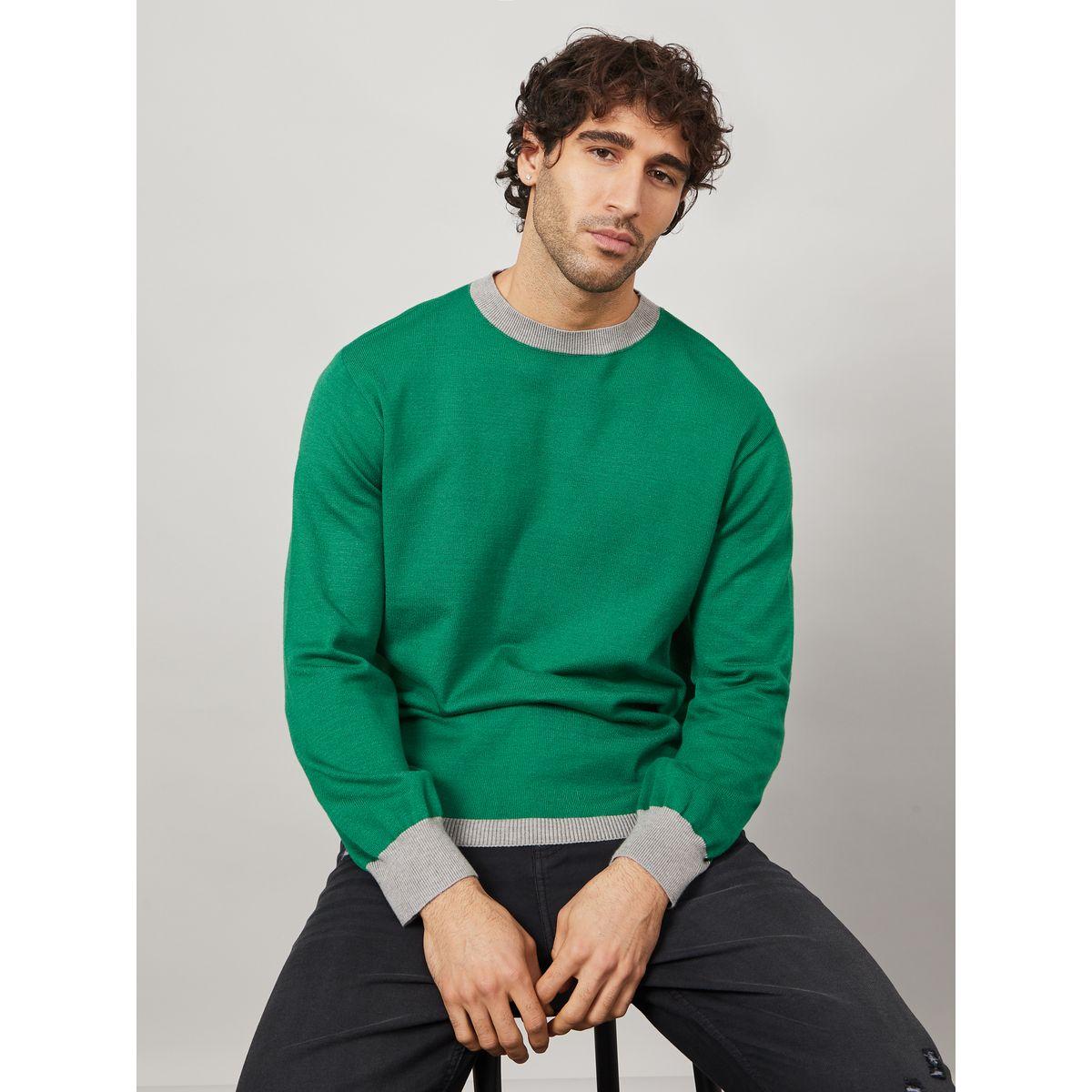 Styli Contrast Curved Hem and Neck Detail Jumper-men-clothing-sweatersandpullovers-image-1