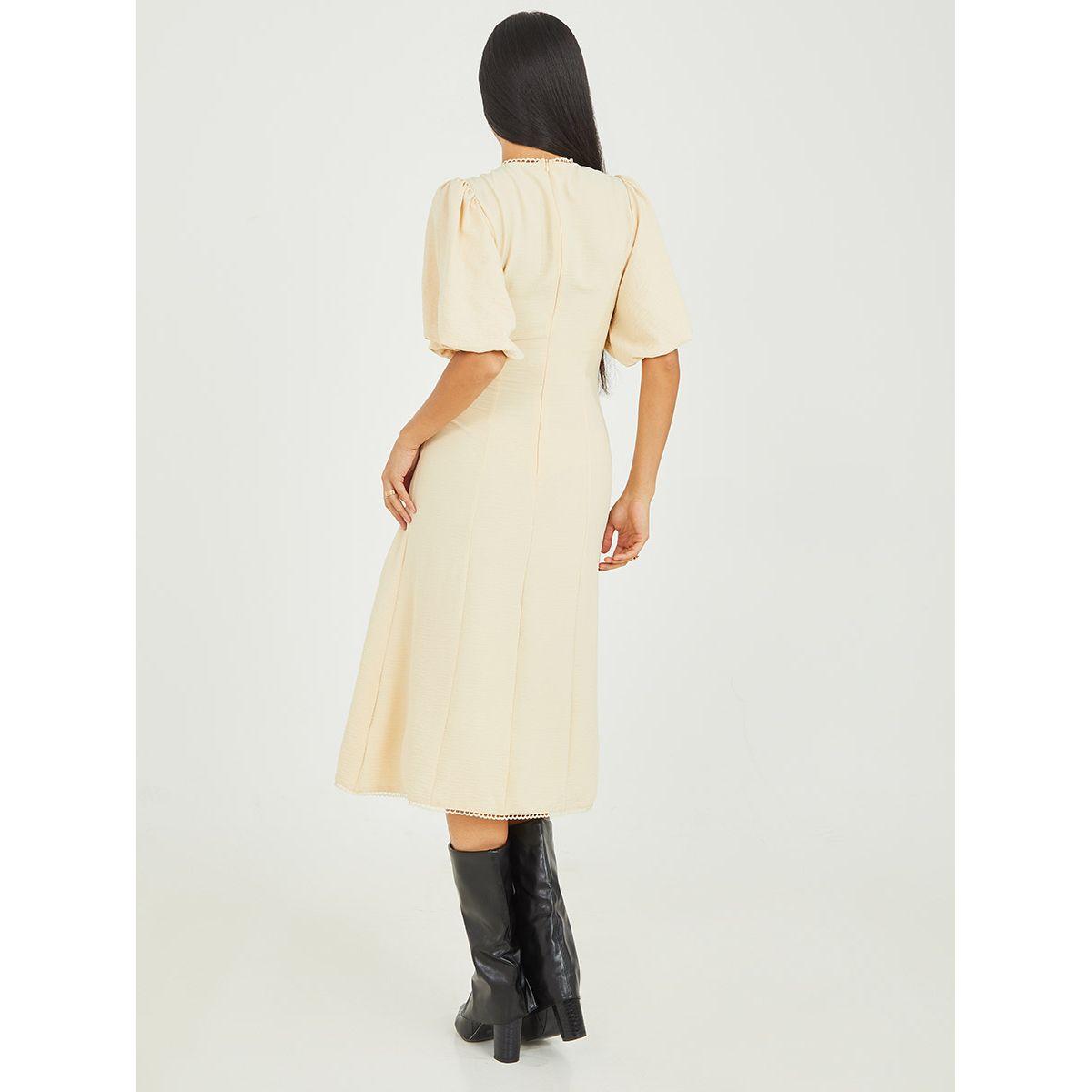Styli Short Sleeves Lace Detail A-Line Midi Dress-women-clothing-dresses-image-4