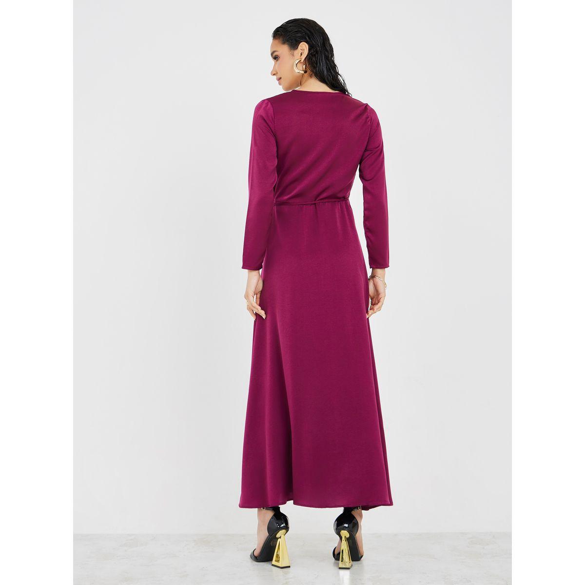 Styli Pleat Bust Detail Wrap Maxi Dress-women-clothing-dresses-image-4