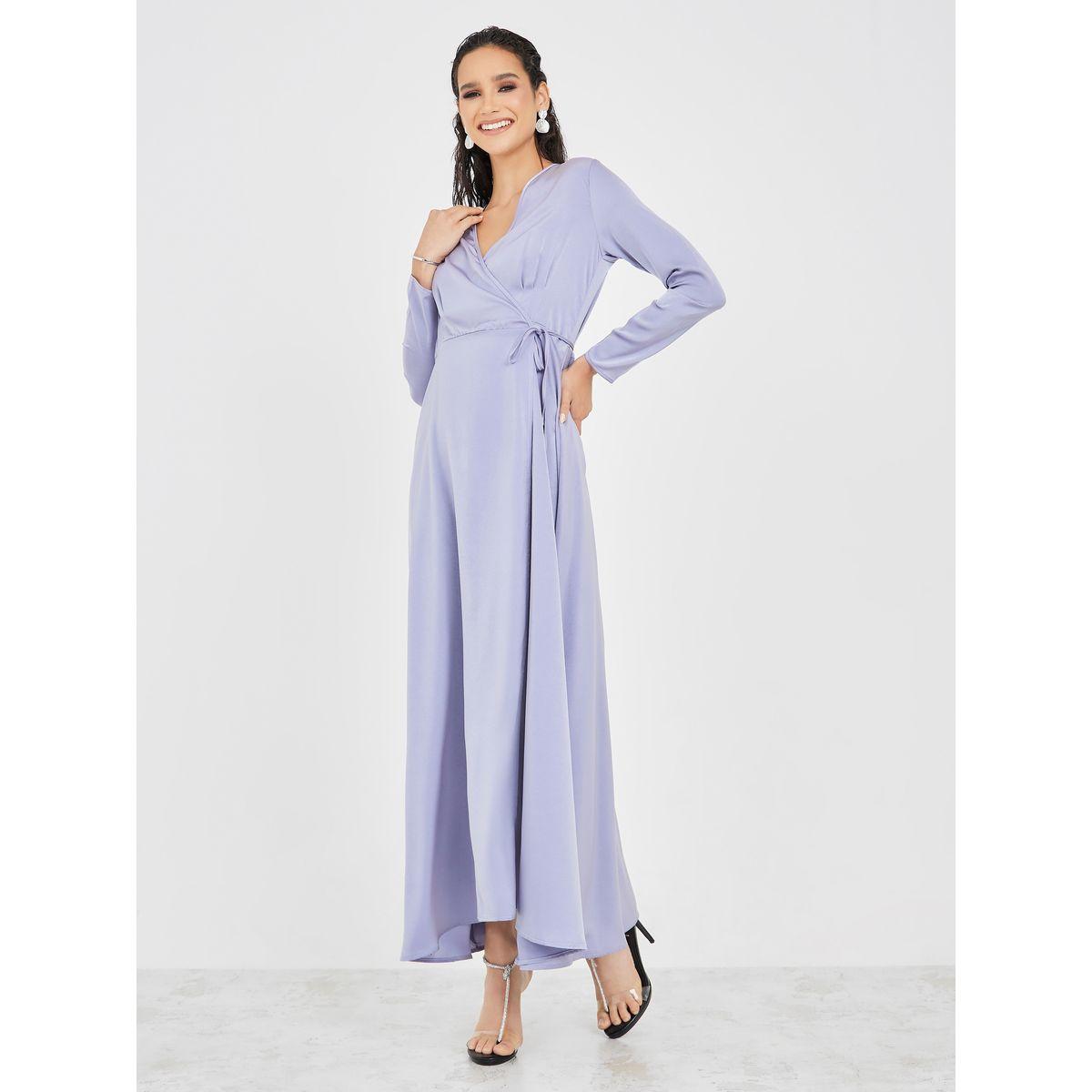 Styli Pleat Bust Detail Wrap Maxi Dress-women-clothing-dresses-image-1