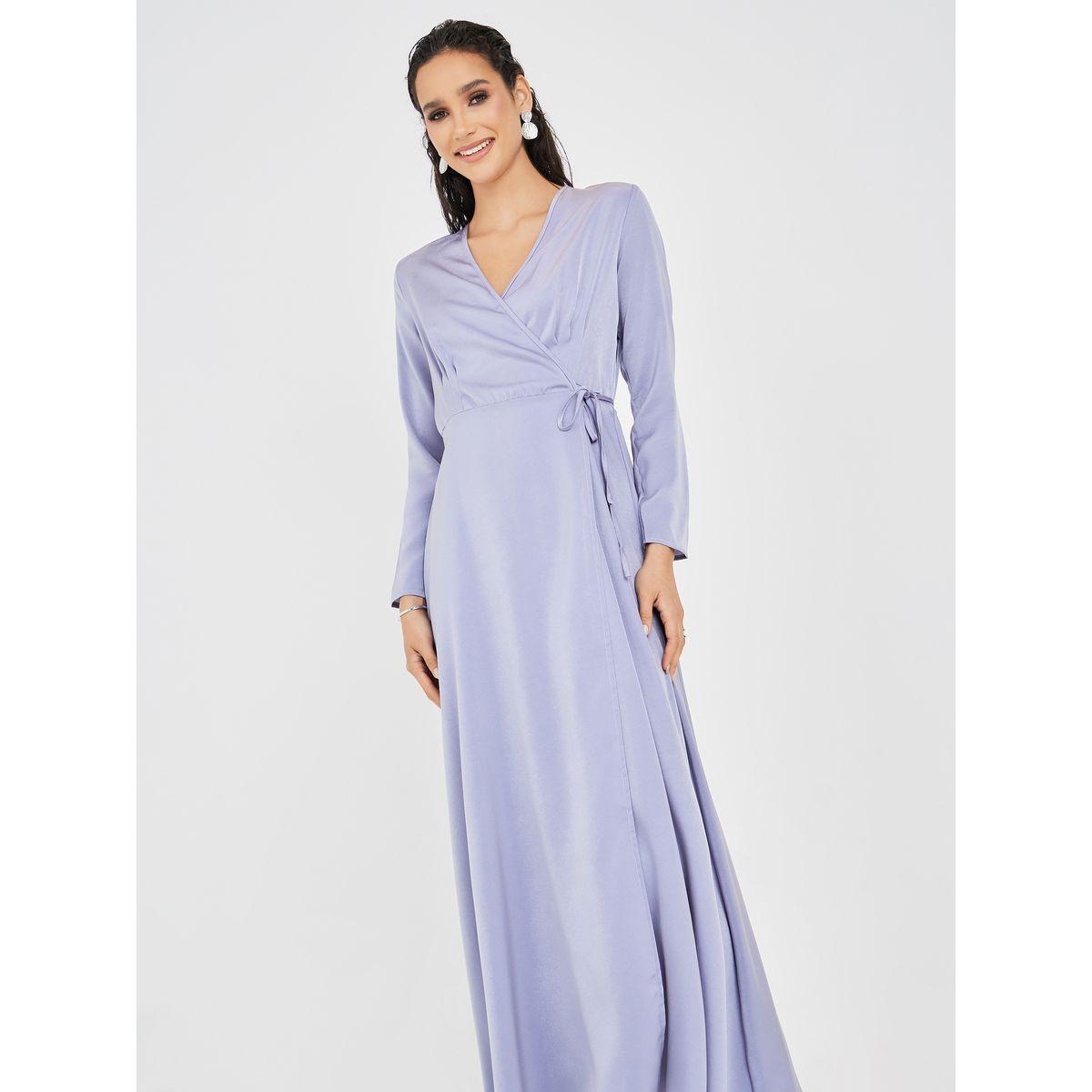 Styli Pleat Bust Detail Wrap Maxi Dress-women-clothing-dresses-image-2