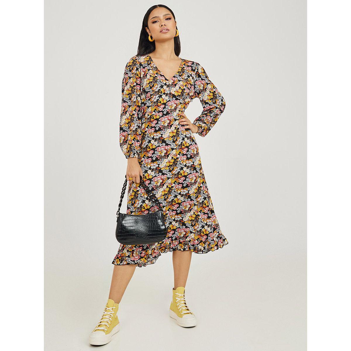Styli Long Sleeves Floral Print A-Line Midi Dress-women-clothing-dresses-image-1