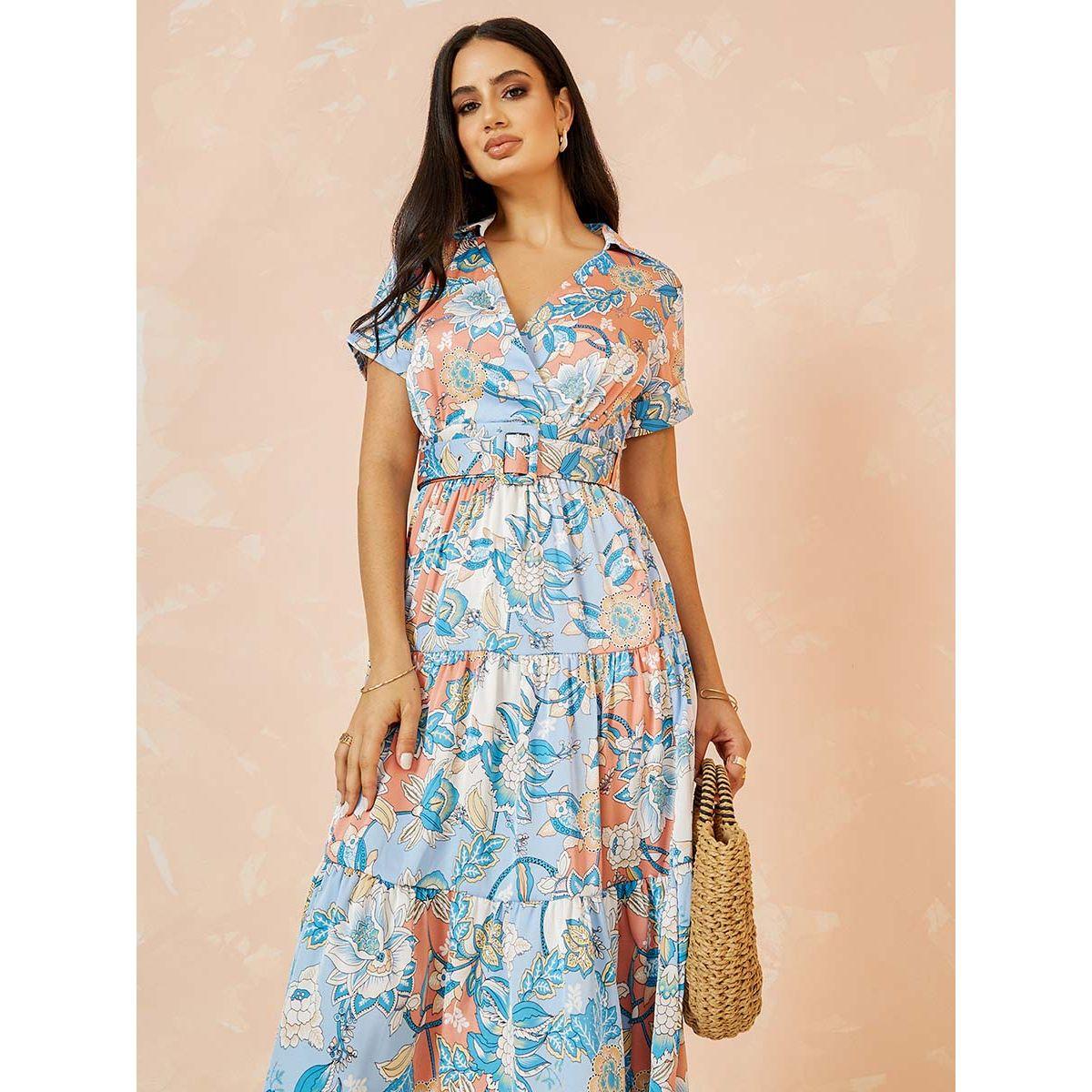 فستان ميدي باكمام قصيرة-women-clothing-dresses-image-2