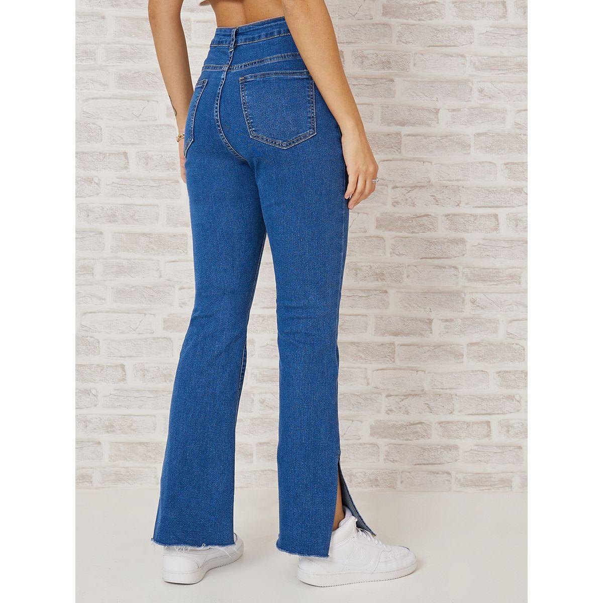Styli High Rise Flare Leg Jeans with Split Hem-women-clothing-bottoms-jeans-image-5