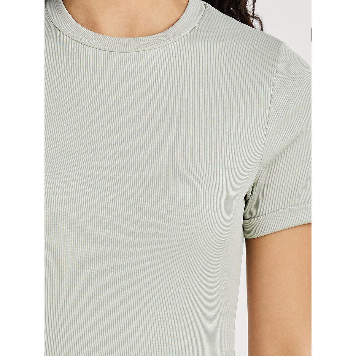 Styli Short Sleeves Frill Hem Ribbed Midi Dress-women-clothing-dresses-image-3
