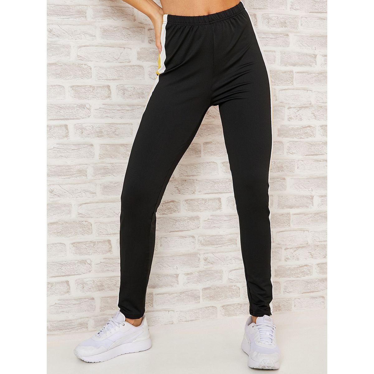 Styli Side Stripe Panel Elastic Waistband Leggings-women-clothing-bottoms-leggings-image-3