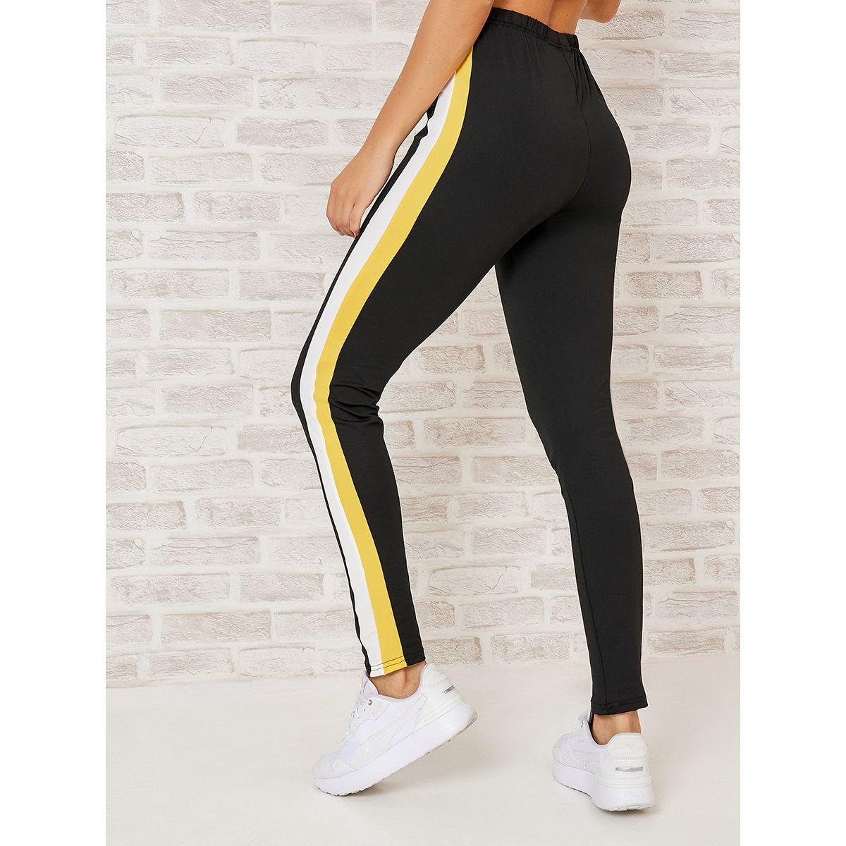 Styli Side Stripe Panel Elastic Waistband Leggings-women-clothing-bottoms-leggings-image-5