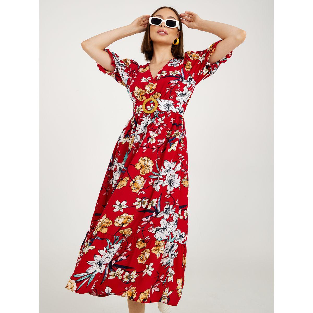 فستان ميدي باكمام منفوشة-women-clothing-dresses-image-3