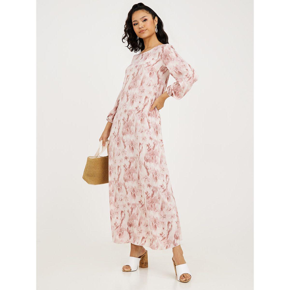 Styli Cuffed Long Sleeves Printed A-Line Maxi Dress-women-clothing-dresses-image-1