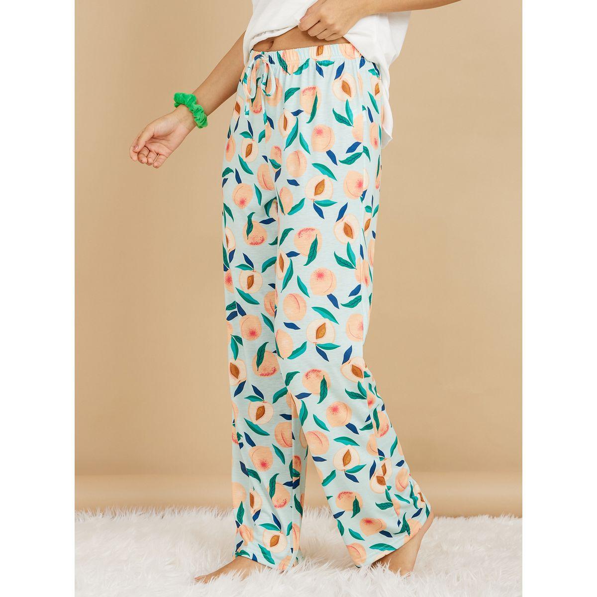 Styli Unwind Peachy Ruffle Hem T-shirt and Fruit Print Pyjama Set-women-clothing-nightwear-pyjamas-longsets-image-4