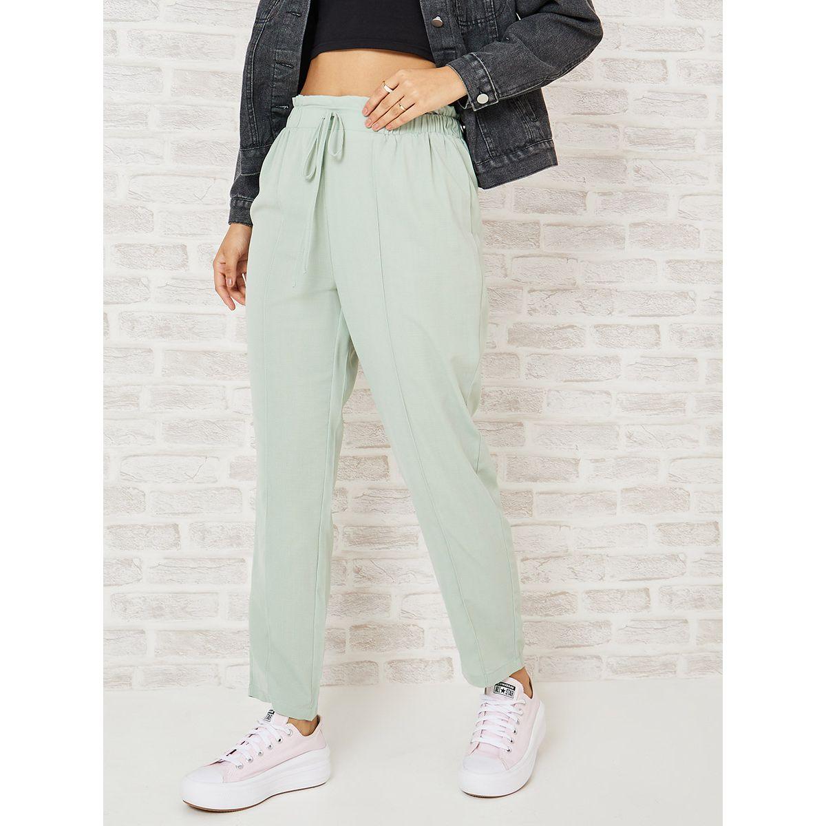 Styli Drawstring Detail Solid Tapered Trouser-women-clothing-bottoms-trousers-image-1