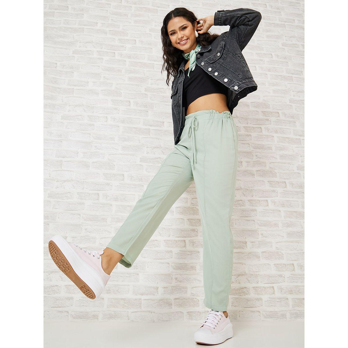 Styli Drawstring Detail Solid Tapered Trouser-women-clothing-bottoms-trousers-image-2