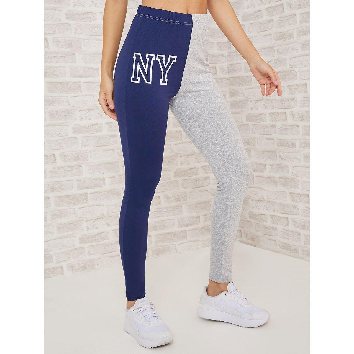 Styli Colorblock NY Print Elastic Waistband Leggings-women-clothing-bottoms-leggings-image-2