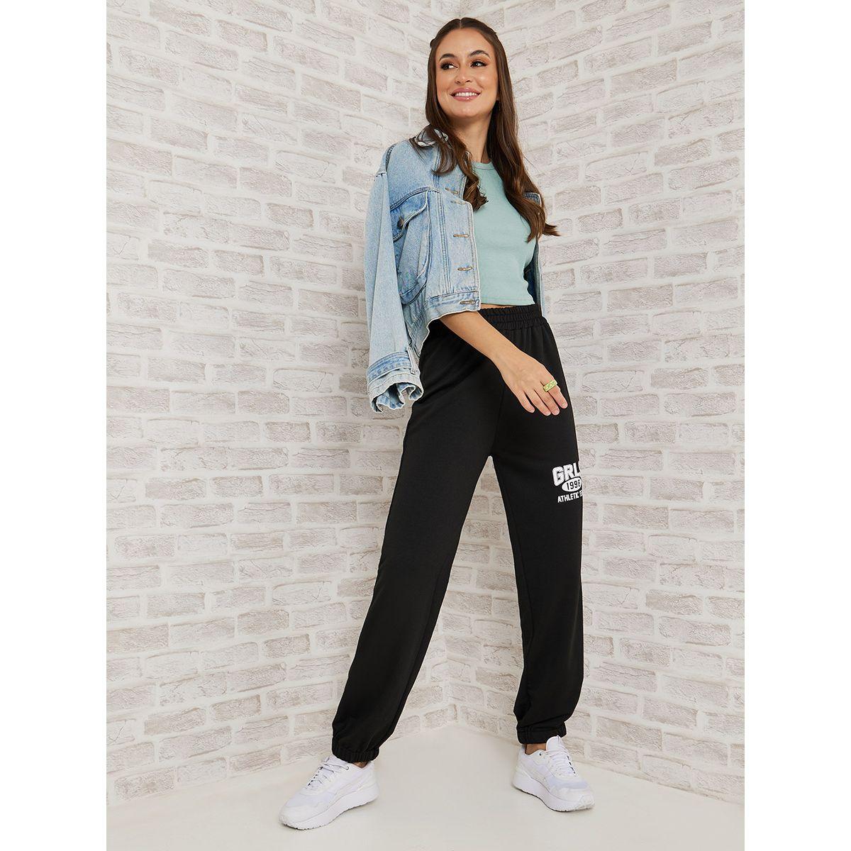 Styli Slogan Print Relaxed Fit Cuffed Jogger-women-clothing-bottoms-joggers-image-2