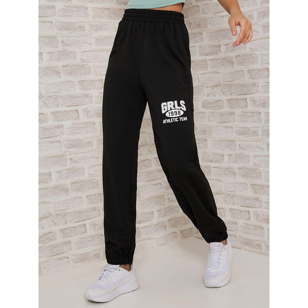 Styli Slogan Print Relaxed Fit Cuffed Jogger-women-clothing-bottoms-joggers-image-3
