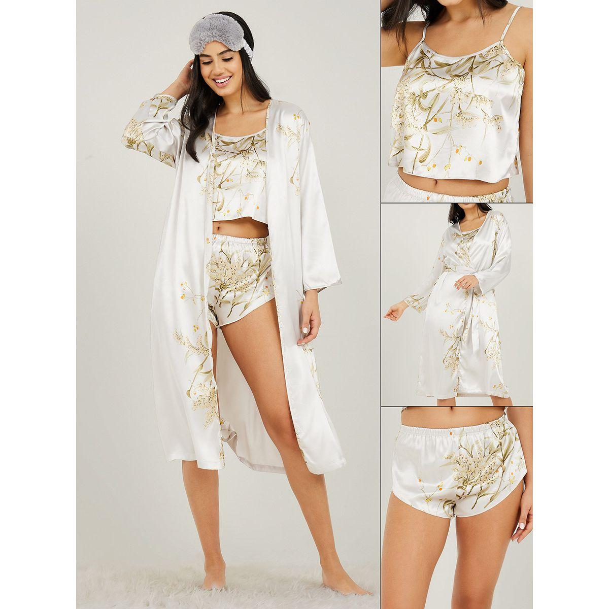 Styli Unwind Pack of 3 - Floral Print Cami Short and Midi Robe-women-clothing-nightwear-pyjamas-shortsets-image-1