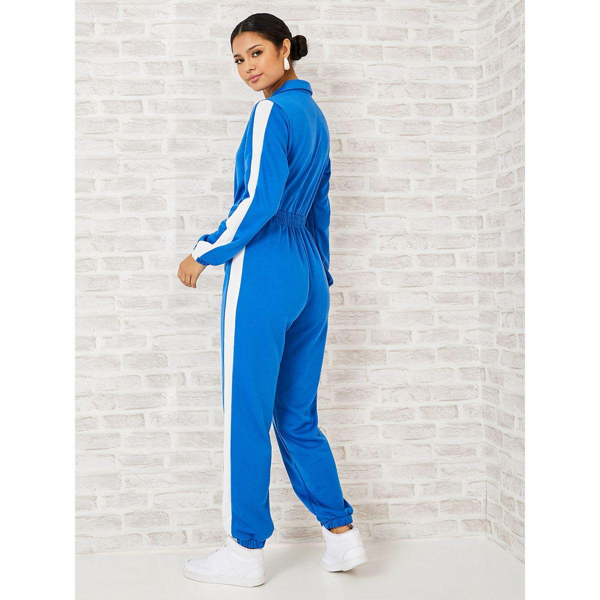 Styli Front Half Zip Side Stripe Detail Jogger Fit Jumpsuit-women-clothing-jumpsuits-image-4