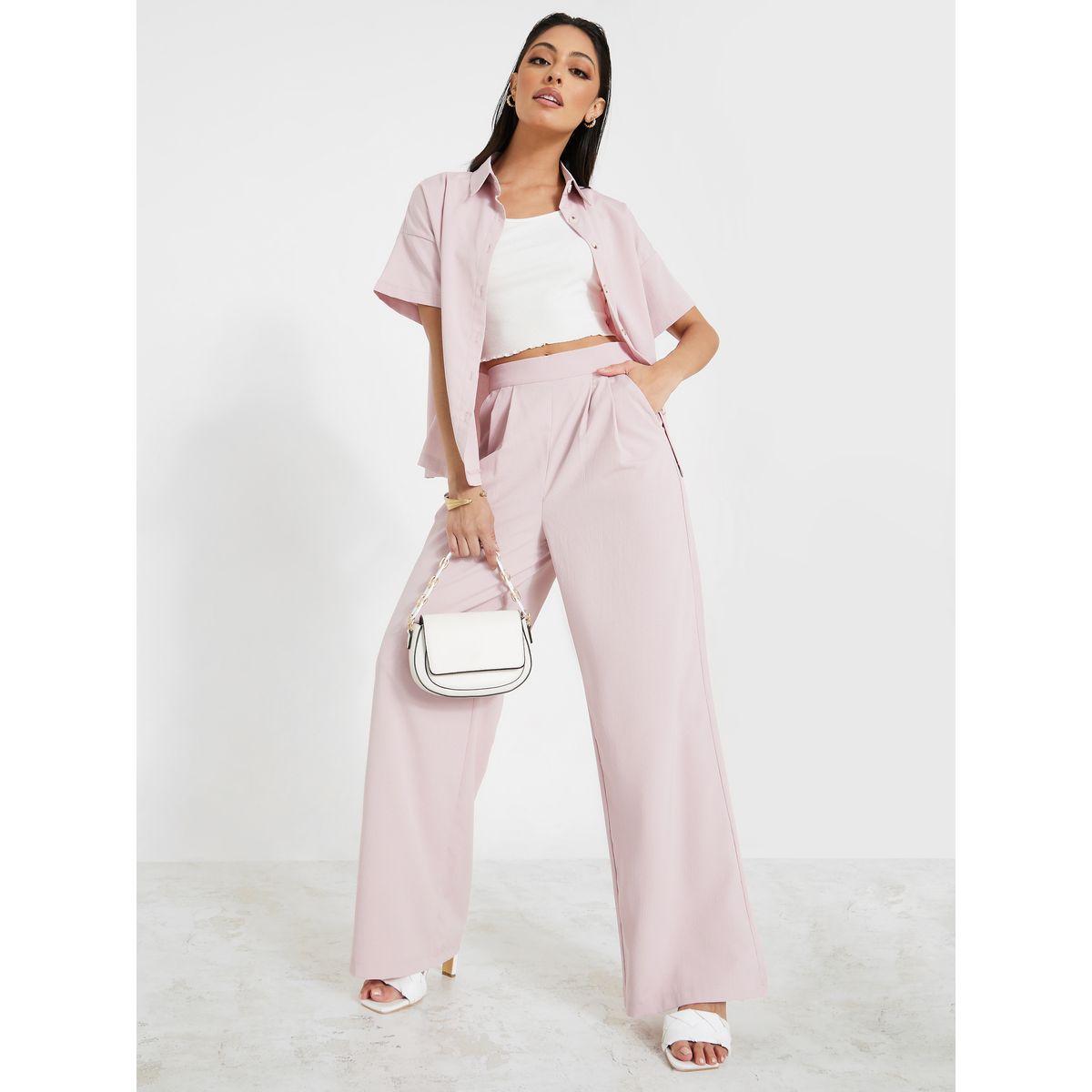 Styli Button Placket Regular Shirt & Trouser Co-Ord Set-women-clothing-coordsets-image-1
