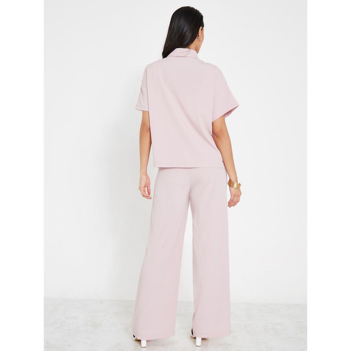 Styli Button Placket Regular Shirt & Trouser Co-Ord Set-women-clothing-coordsets-image-7