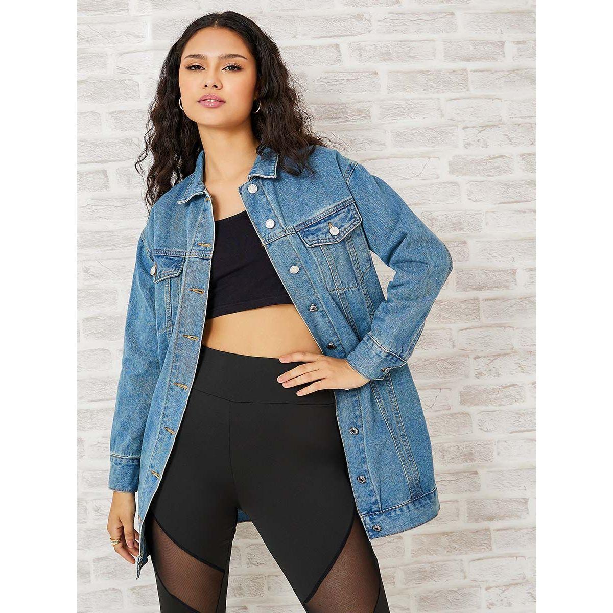 Longline clearance jeans jacket