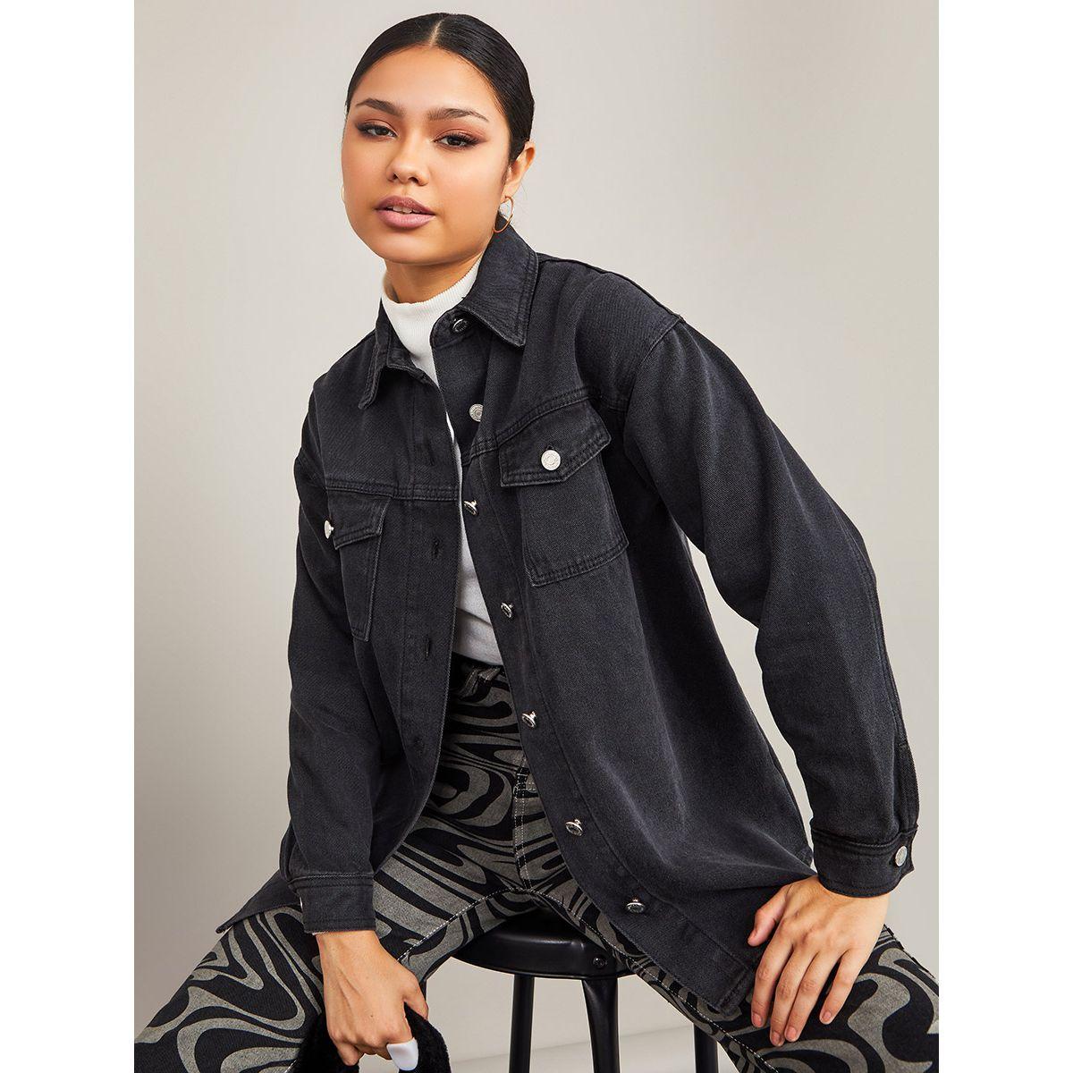 Styli Regular Fit Longline Denim Shacket with Buttons-women-winterwear-coatsandjackets-jackets-image-1