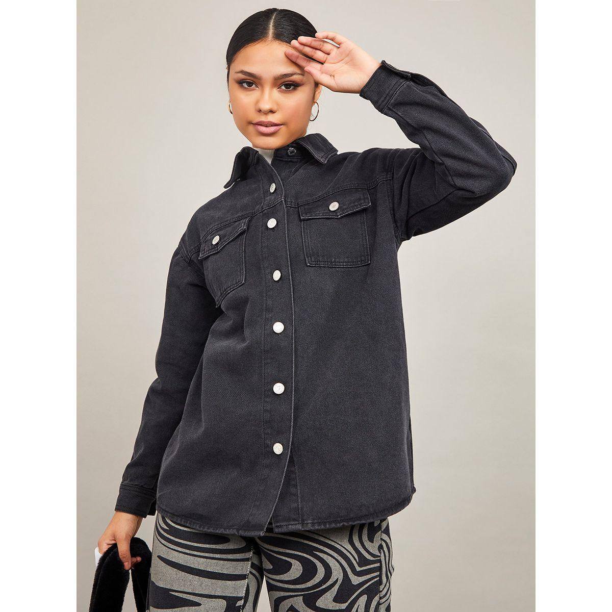 Styli Regular Fit Longline Denim Shacket with Buttons-women-winterwear-coatsandjackets-jackets-image-3