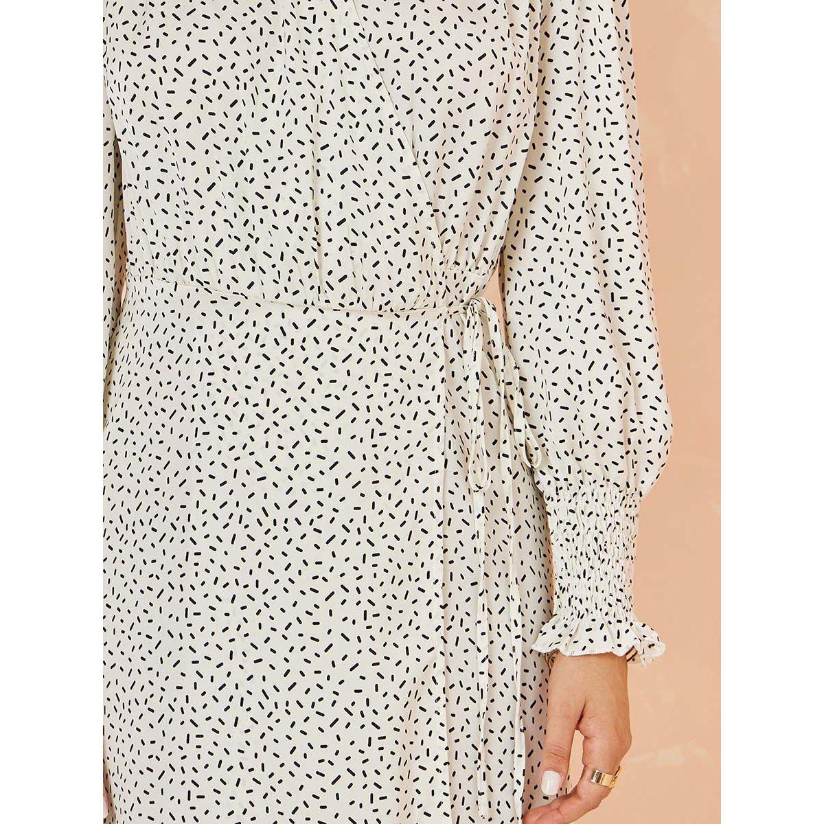 Styli Limited Cuffed Volume Sleeves Ditsy Print Wrap Midi Dress-women-clothing-dresses-image-4