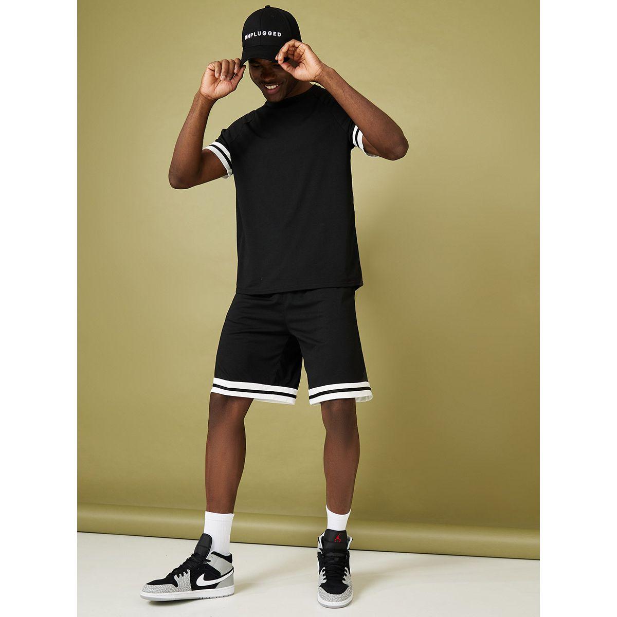 Styli Sleeve Stripe Detail T-shirt and Shorts Co-Ord Set-men-clothing-coordsets-image-2